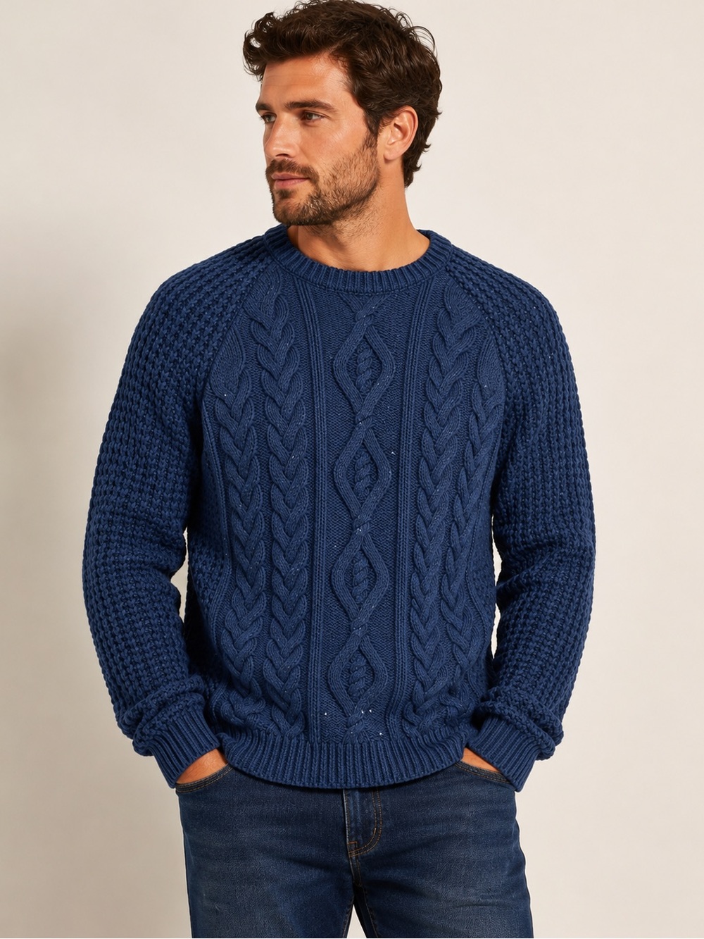 Lucky Brand Men’s XXL Blue Cable Knit Crewneck Sweater